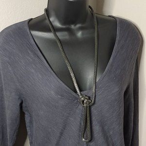 Dark Metal Mesh Knot Necklace  Adjustable 27.5 To 30 Inches Long